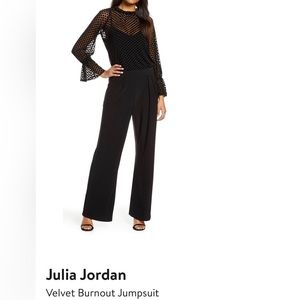 Julia Jordan jumpsuit Black sheer polka dots LONG sleeve NWT SIZE 10 Nordstrom